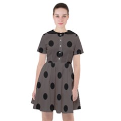 Large Black Polka Dots On Ash Grey - Sailor Dress by FashionLane