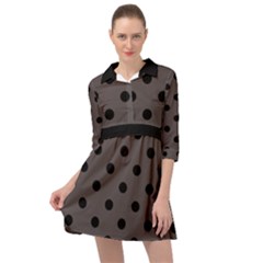 Large Black Polka Dots On Ash Grey - Mini Skater Shirt Dress by FashionLane