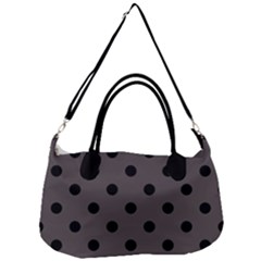 Large Black Polka Dots On Ash Grey - Removal Strap Handbag by FashionLane