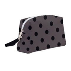 Large Black Polka Dots On Ash Grey - Wristlet Pouch Bag (medium) by FashionLane