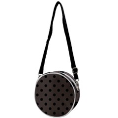 Large Black Polka Dots On Ash Grey - Crossbody Circle Bag