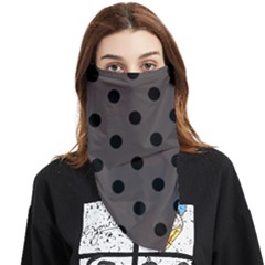 Large Black Polka Dots On Ash Grey - Face Covering Bandana (triangle) by FashionLane