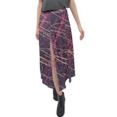 Polar Night, Raspberry Sorbet & Desert Mist Velour Split Maxi Skirt