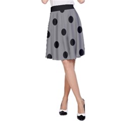 Large Black Polka Dots On Battleship Grey - A-line Skirt by FashionLane