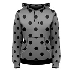 Large Black Polka Dots On Battleship Grey - Women s Pullover Hoodie by FashionLane