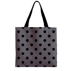 Large Black Polka Dots On Battleship Grey - Zipper Grocery Tote Bag by FashionLane