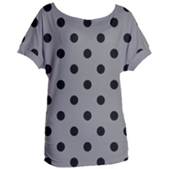 Large Black Polka Dots On Battleship Grey - Women s Oversized Tee