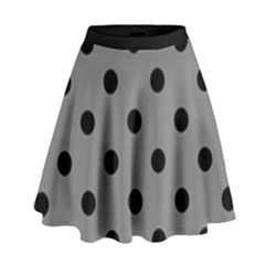 Large Black Polka Dots On Battleship Grey - High Waist Skirt by FashionLane