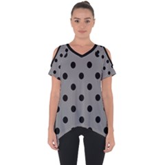 Large Black Polka Dots On Battleship Grey - Cut Out Side Drop Tee by FashionLane