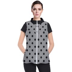 Large Black Polka Dots On Battleship Grey - Women s Puffer Vest by FashionLane