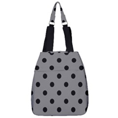 Large Black Polka Dots On Battleship Grey - Center Zip Backpack by FashionLane