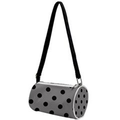 Large Black Polka Dots On Battleship Grey - Mini Cylinder Bag by FashionLane