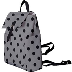 Large Black Polka Dots On Battleship Grey - Buckle Everyday Backpack by FashionLane