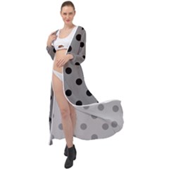 Large Black Polka Dots On Battleship Grey - Maxi Chiffon Beach Wrap by FashionLane