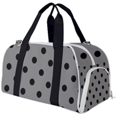 Large Black Polka Dots On Battleship Grey - Burner Gym Duffel Bag by FashionLane