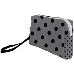 Large Black Polka Dots On Battleship Grey - Wristlet Pouch Bag (small) by FashionLane