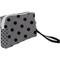 Large Black Polka Dots On Battleship Grey - Wristlet Pouch Bag (Small) View2