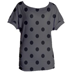 Large Black Polka Dots On Beluga Grey - Women s Oversized Tee