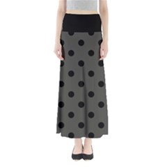 Large Black Polka Dots On Beluga Grey - Full Length Maxi Skirt by FashionLane