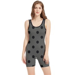 Large Black Polka Dots On Beluga Grey - Women s Wrestling Singlet