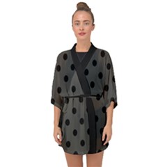 Large Black Polka Dots On Beluga Grey - Half Sleeve Chiffon Kimono by FashionLane