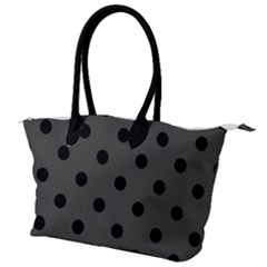 Large Black Polka Dots On Beluga Grey - Canvas Shoulder Bag by FashionLane