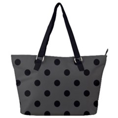 Large Black Polka Dots On Beluga Grey - Full Print Shoulder Bag by FashionLane