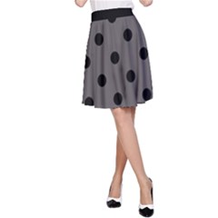 Large Black Polka Dots On Carbon Grey - A-line Skirt by FashionLane