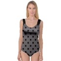 Large Black Polka Dots On Carbon Grey - Princess Tank Leotard  View1