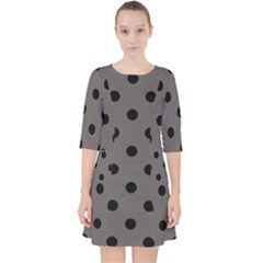 Large Black Polka Dots On Carbon Grey - Pocket Dress by FashionLane