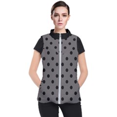 Large Black Polka Dots On Carbon Grey - Women s Puffer Vest by FashionLane