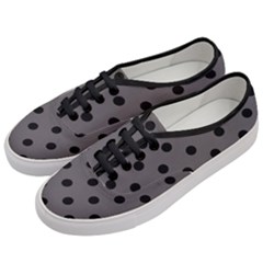 Large Black Polka Dots On Carbon Grey - Women s Classic Low Top Sneakers by FashionLane