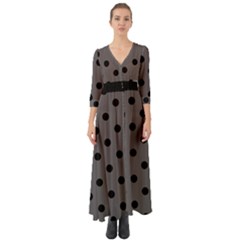 Large Black Polka Dots On Carbon Grey - Button Up Boho Maxi Dress by FashionLane