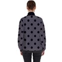 Large Black Polka Dots On Carbon Grey - Women s High Neck Windbreaker View2