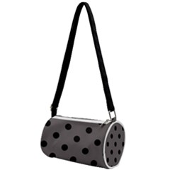 Large Black Polka Dots On Carbon Grey - Mini Cylinder Bag