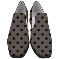 Large Black Polka Dots On Carbon Grey - Women Slip On Heel Loafers by FashionLane