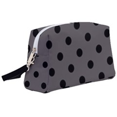 Large Black Polka Dots On Carbon Grey - Wristlet Pouch Bag (large) by FashionLane