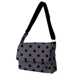 Large Black Polka Dots On Carbon Grey - Full Print Messenger Bag (l) by FashionLane