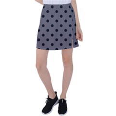 Large Black Polka Dots On Carbon Grey - Tennis Skirt by FashionLane