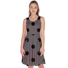 Large Black Polka Dots On Carbon Grey - Knee Length Skater Dress With Pockets by FashionLane