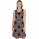 Large Black Polka Dots On Carbon Grey - Knee Length Skater Dress With Pockets View1