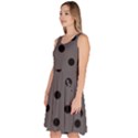 Large Black Polka Dots On Carbon Grey - Knee Length Skater Dress With Pockets View2