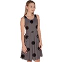 Large Black Polka Dots On Carbon Grey - Knee Length Skater Dress With Pockets View3