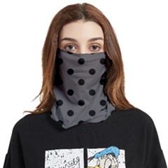 Large Black Polka Dots On Carbon Grey - Face Covering Bandana (two Sides)