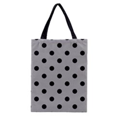 Large Black Polka Dots On Chalice Silver Grey - Classic Tote Bag by FashionLane