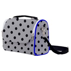 Large Black Polka Dots On Chalice Silver Grey - Satchel Shoulder Bag by FashionLane