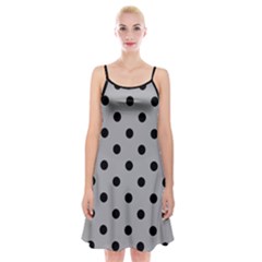 Large Black Polka Dots On Chalice Silver Grey - Spaghetti Strap Velvet Dress by FashionLane