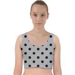 Large Black Polka Dots On Chalice Silver Grey - Velvet Racer Back Crop Top by FashionLane