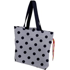 Large Black Polka Dots On Chalice Silver Grey - Drawstring Tote Bag by FashionLane