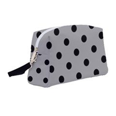 Large Black Polka Dots On Chalice Silver Grey - Wristlet Pouch Bag (medium) by FashionLane